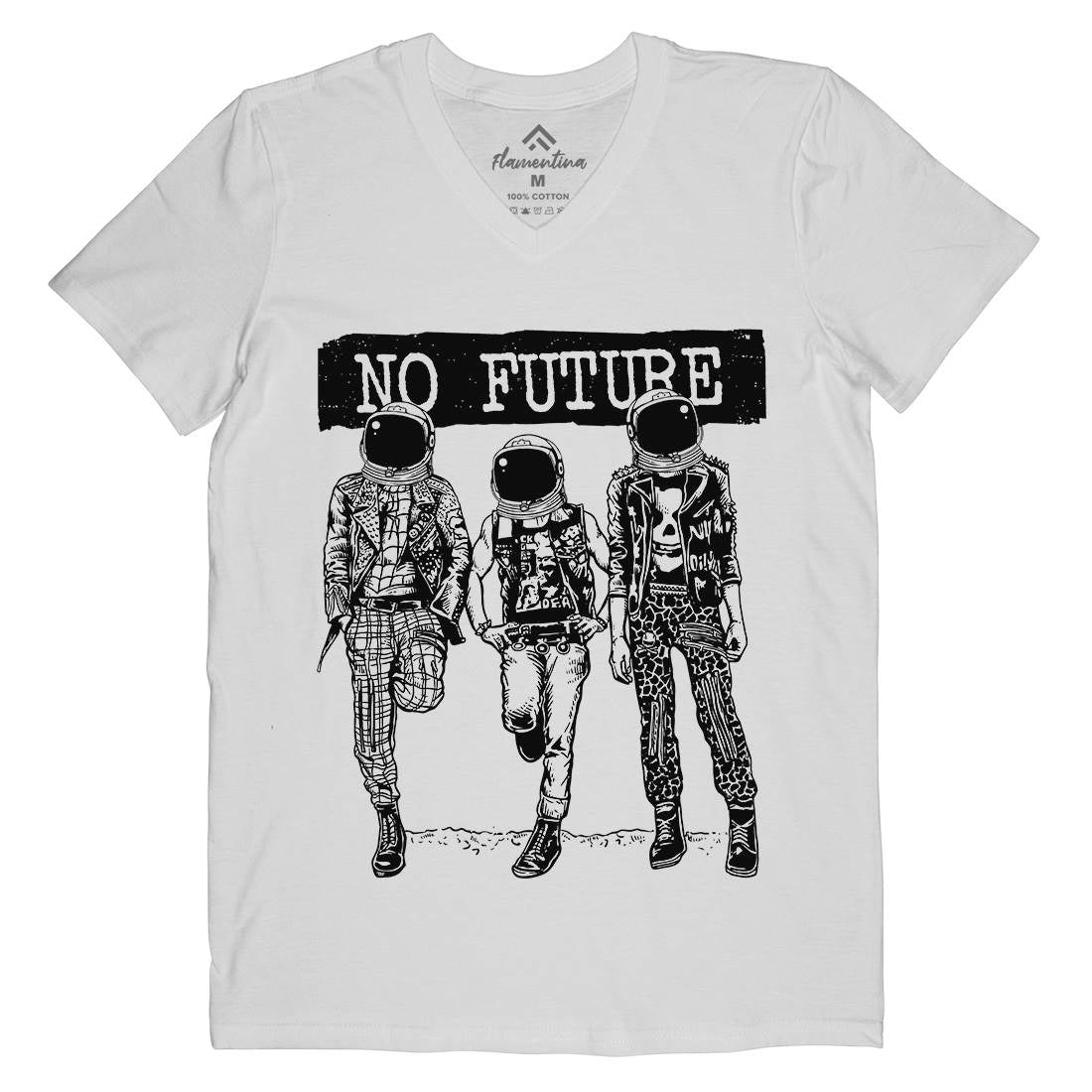 No Future Mens Organic V-Neck T-Shirt Space A558