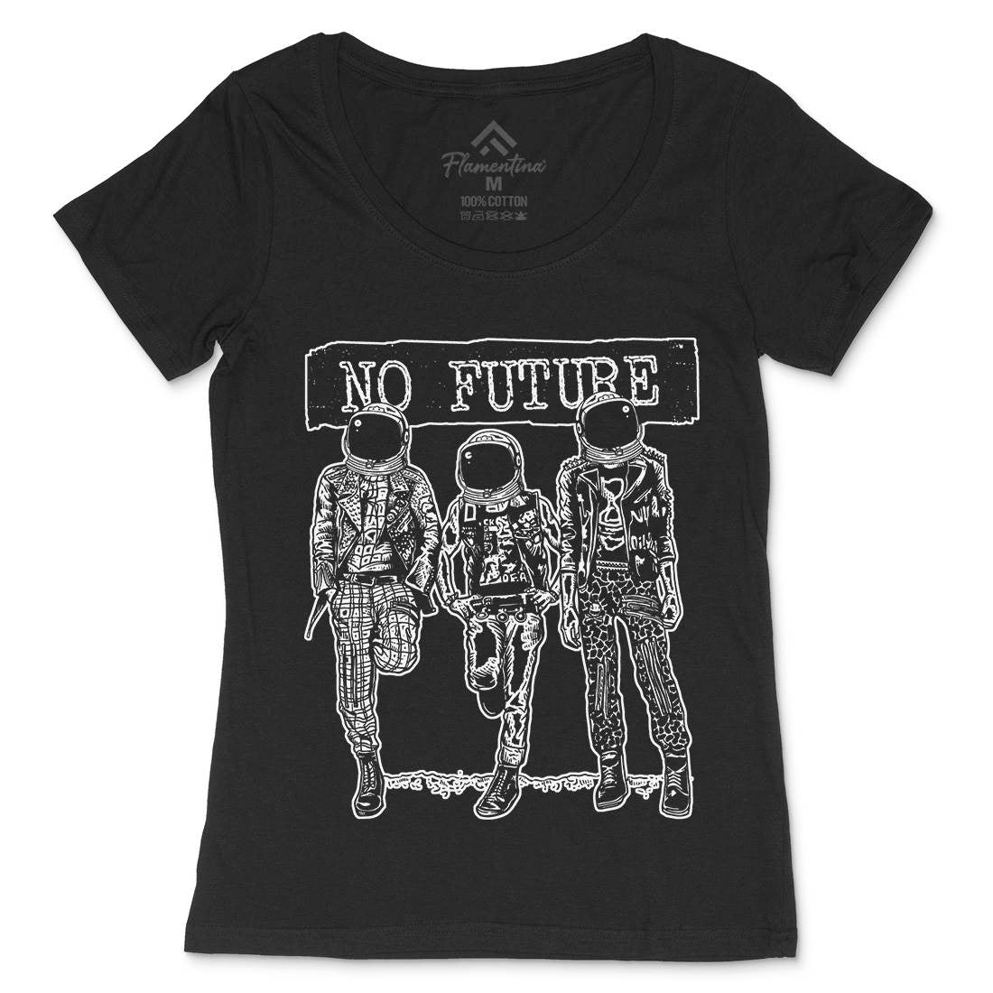 No Future Womens Scoop Neck T-Shirt Space A558