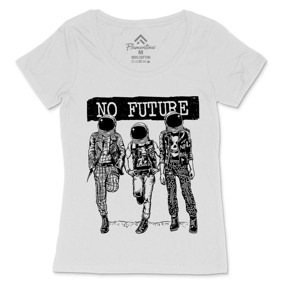 No Future Womens Scoop Neck T-Shirt Space A558