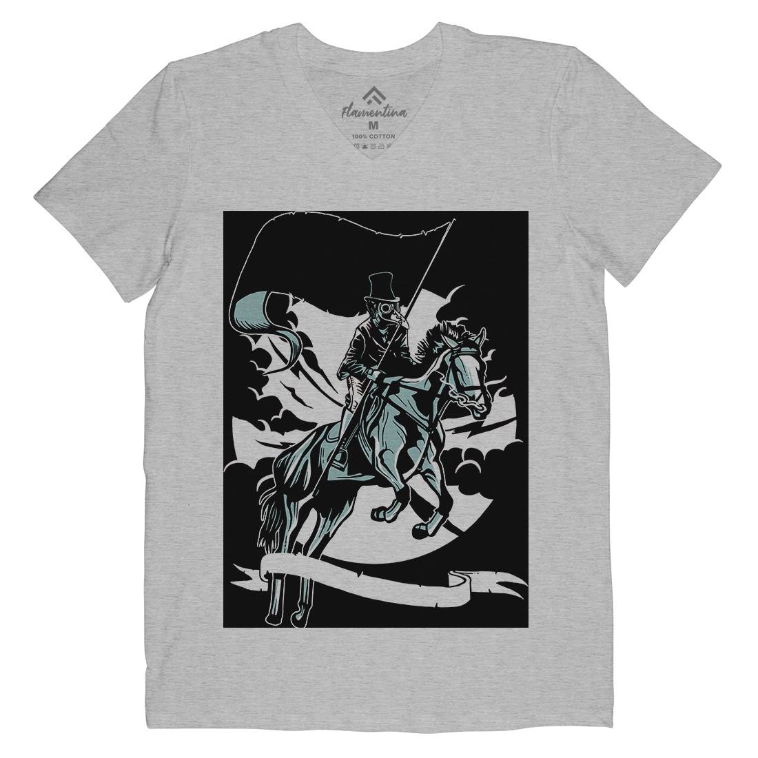 Plague Doctor Mens V-Neck T-Shirt Horror A560