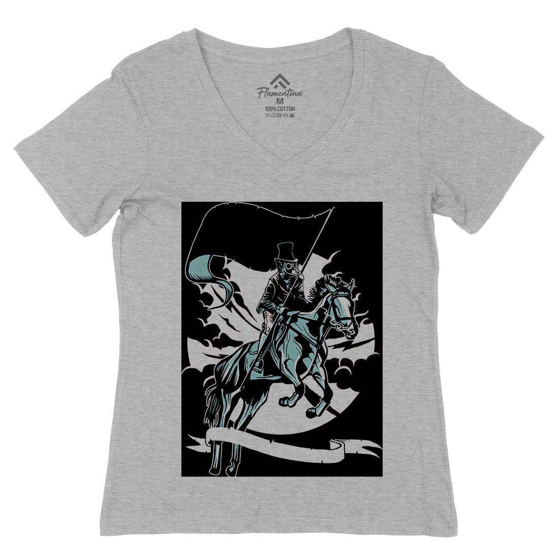 Plague Doctor Womens Organic V-Neck T-Shirt Horror A560
