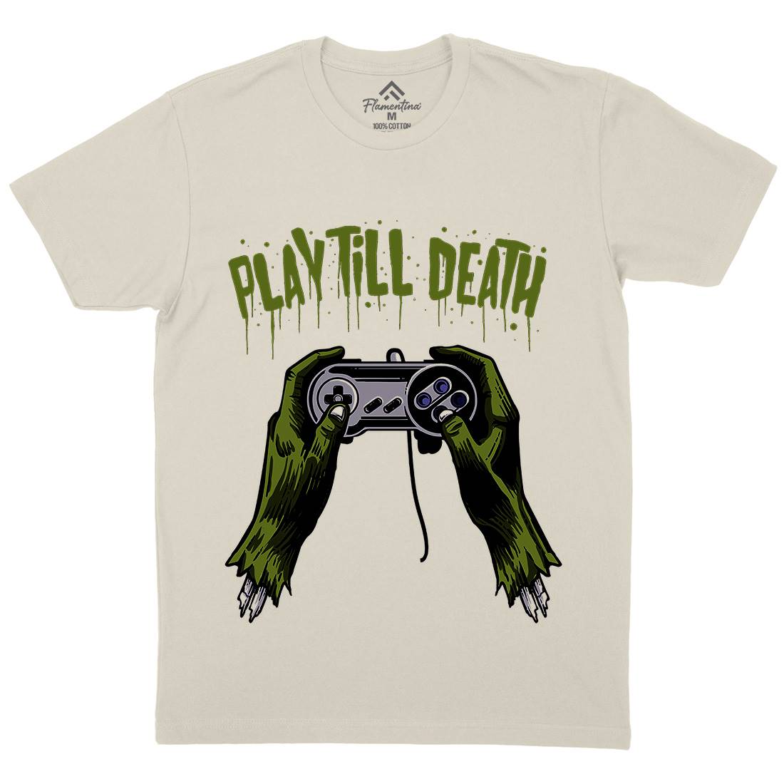 Play Till Death Mens Organic Crew Neck T-Shirt Geek A561