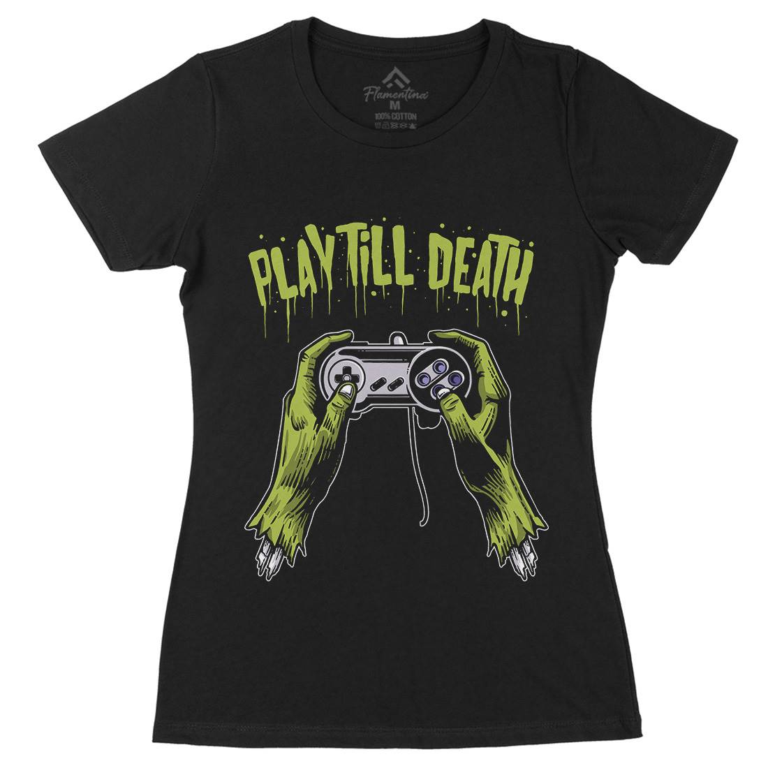 Play Till Death Womens Organic Crew Neck T-Shirt Geek A561