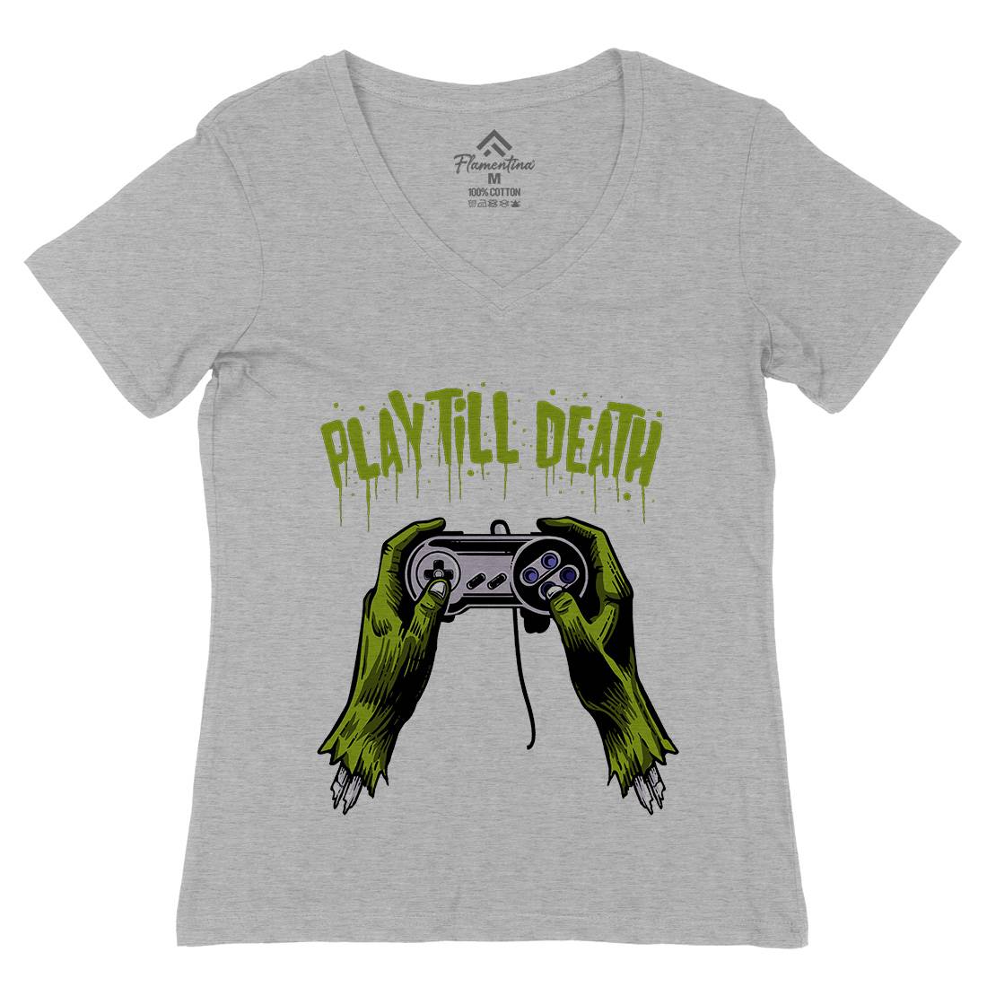 Play Till Death Womens Organic V-Neck T-Shirt Geek A561