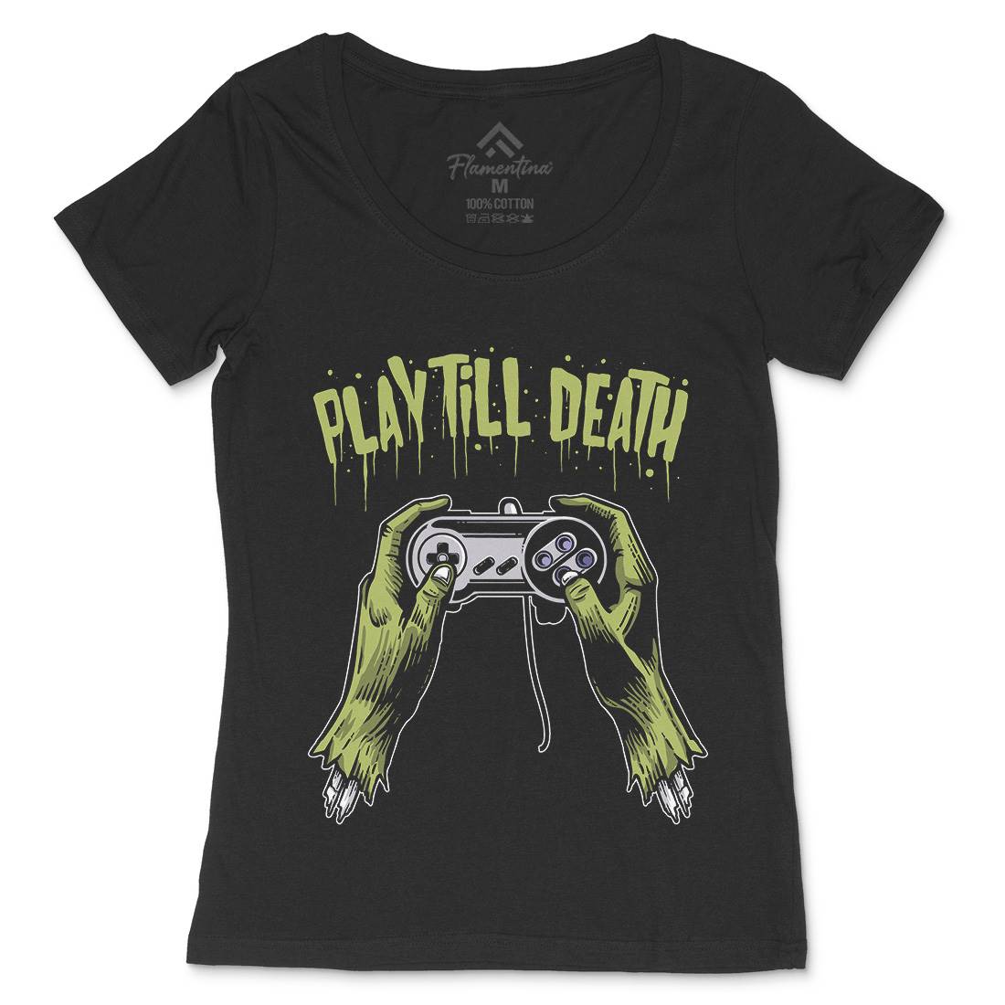 Play Till Death Womens Scoop Neck T-Shirt Geek A561