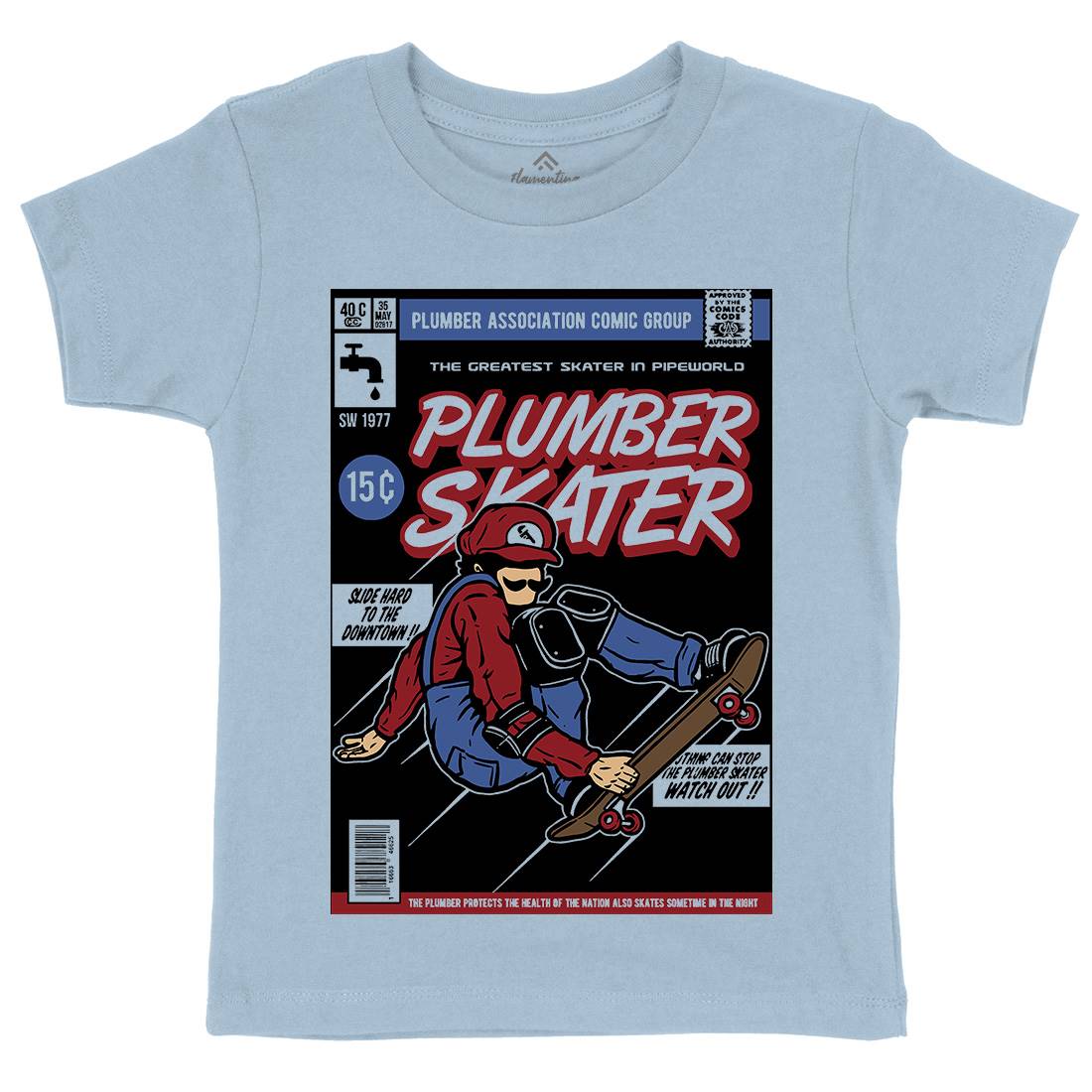 Plumber Skater Kids Crew Neck T-Shirt Skate A562
