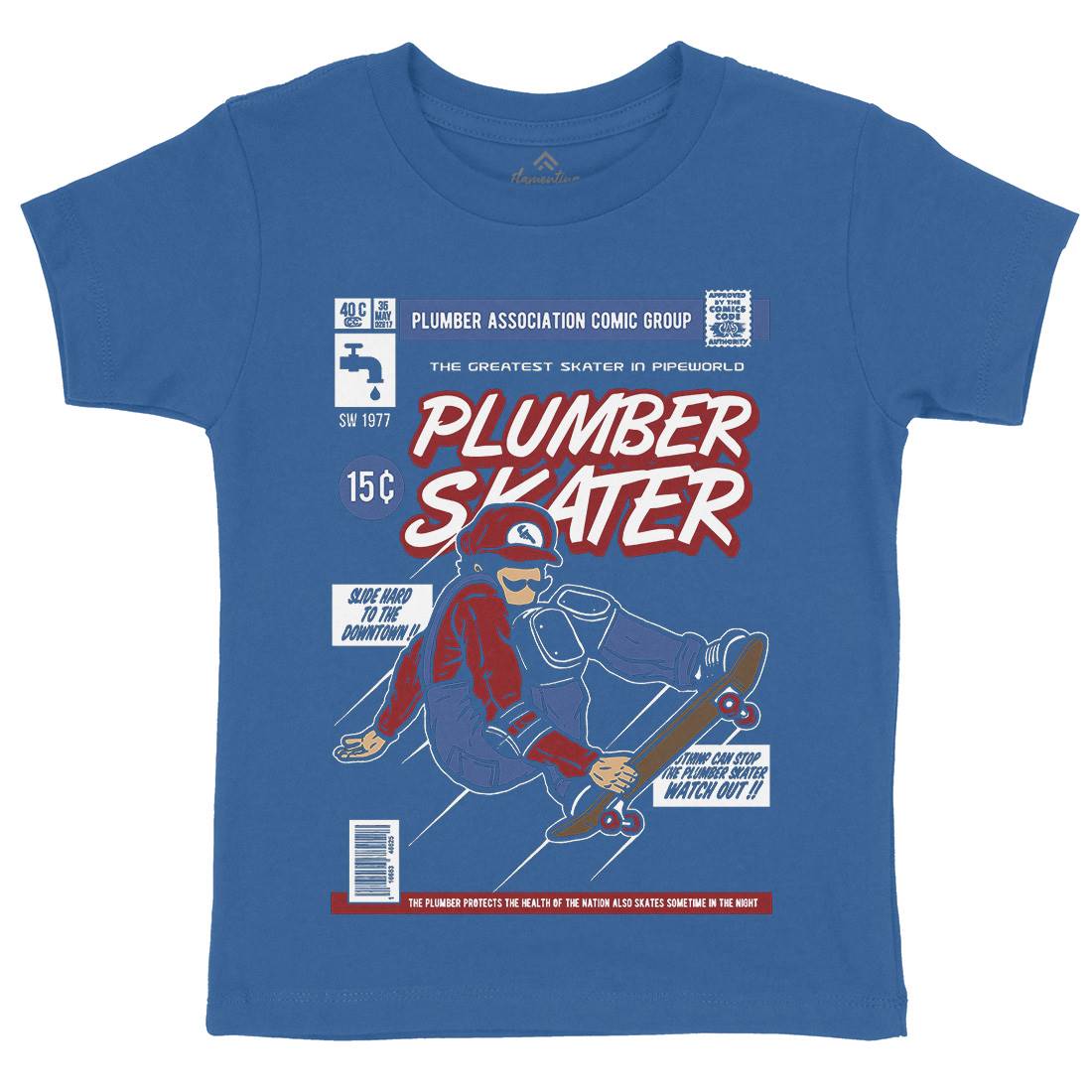 Plumber Skater Kids Organic Crew Neck T-Shirt Skate A562