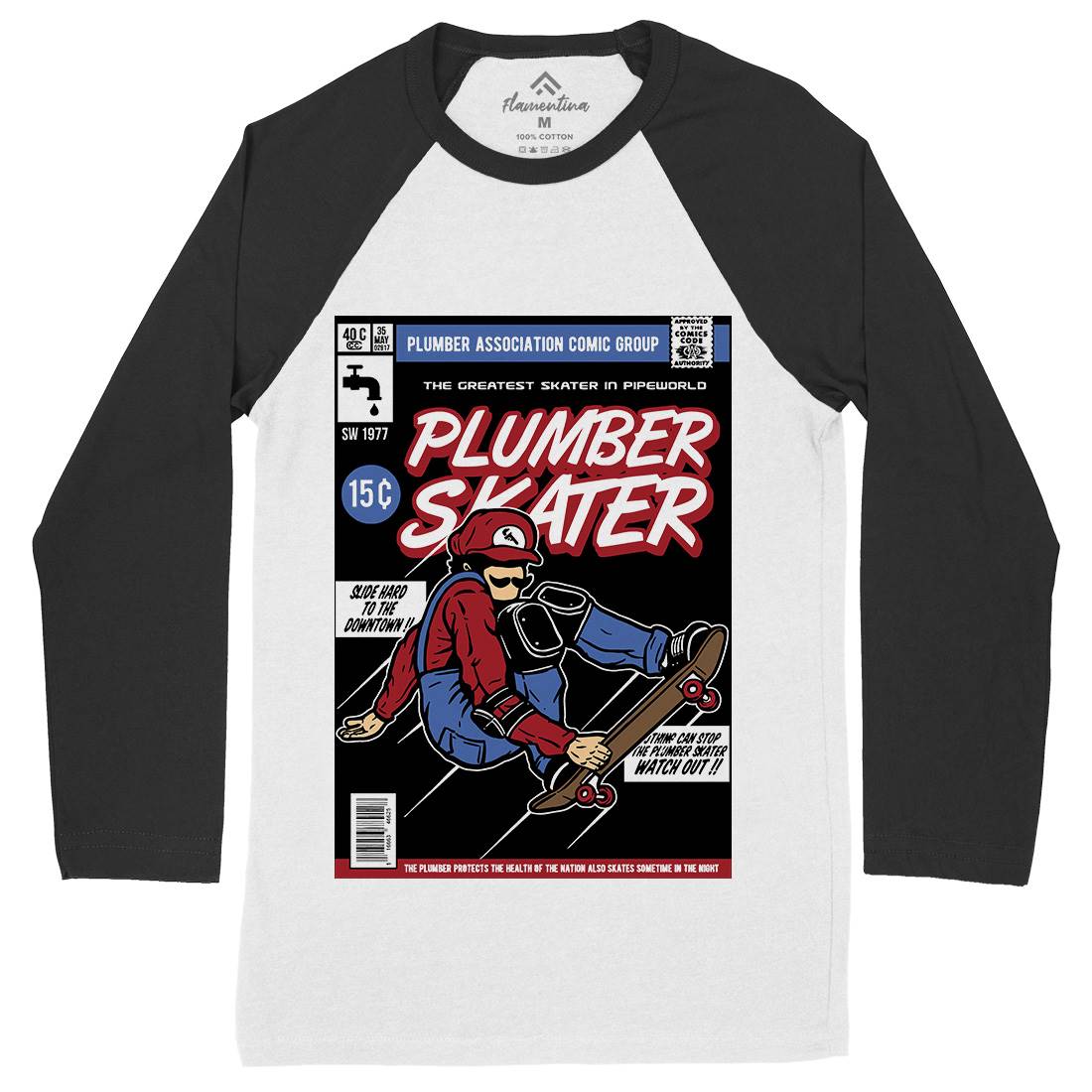 Plumber Skater Mens Long Sleeve Baseball T-Shirt Skate A562