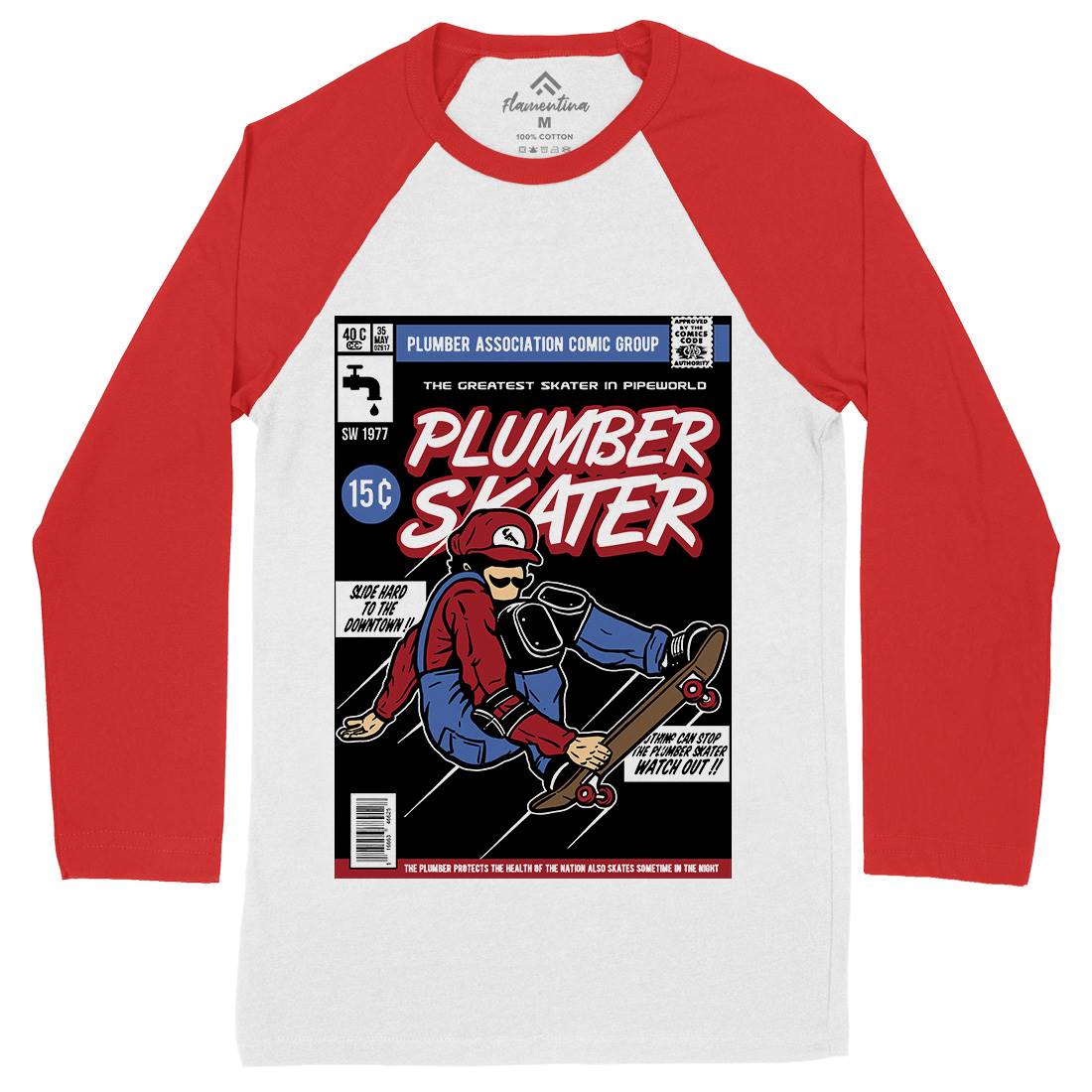 Plumber Skater Mens Long Sleeve Baseball T-Shirt Skate A562