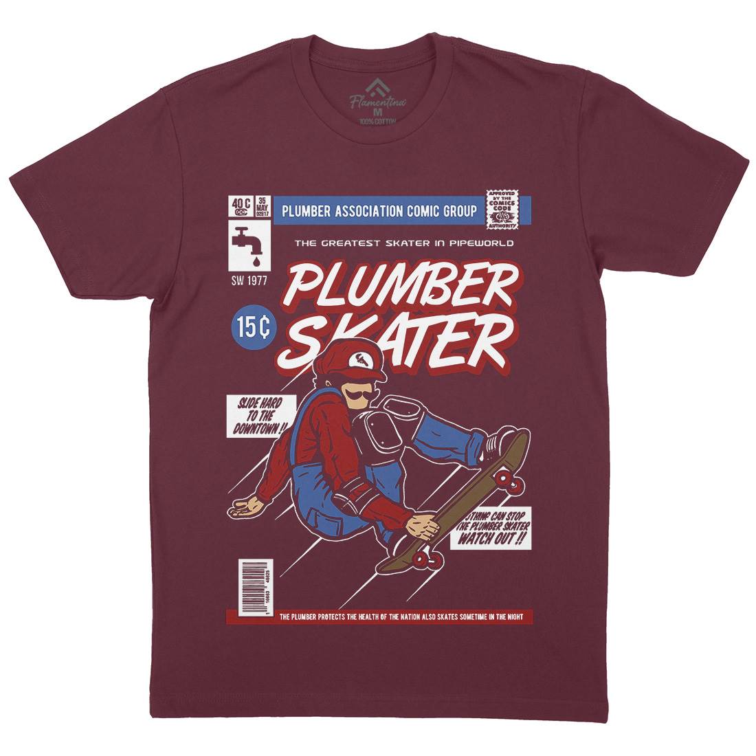 Plumber Skater Mens Organic Crew Neck T-Shirt Skate A562