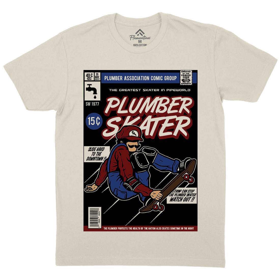 Plumber Skater Mens Organic Crew Neck T-Shirt Skate A562