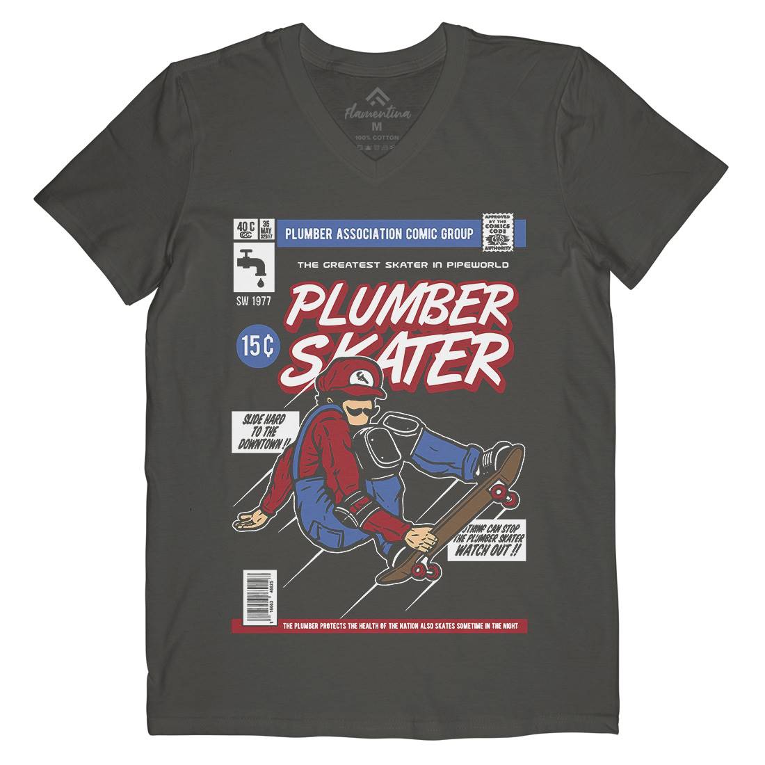 Plumber Skater Mens V-Neck T-Shirt Skate A562