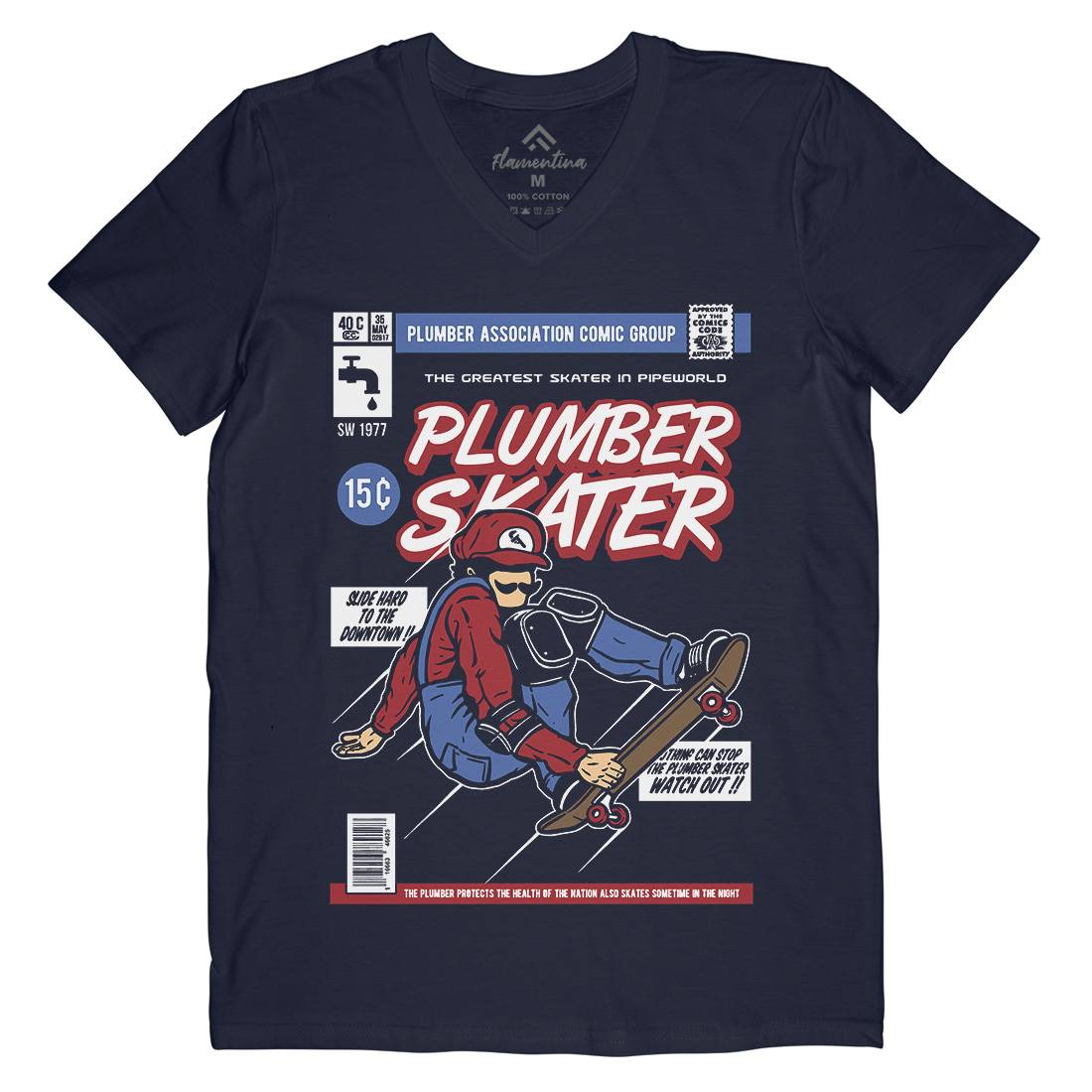 Plumber Skater Mens Organic V-Neck T-Shirt Skate A562