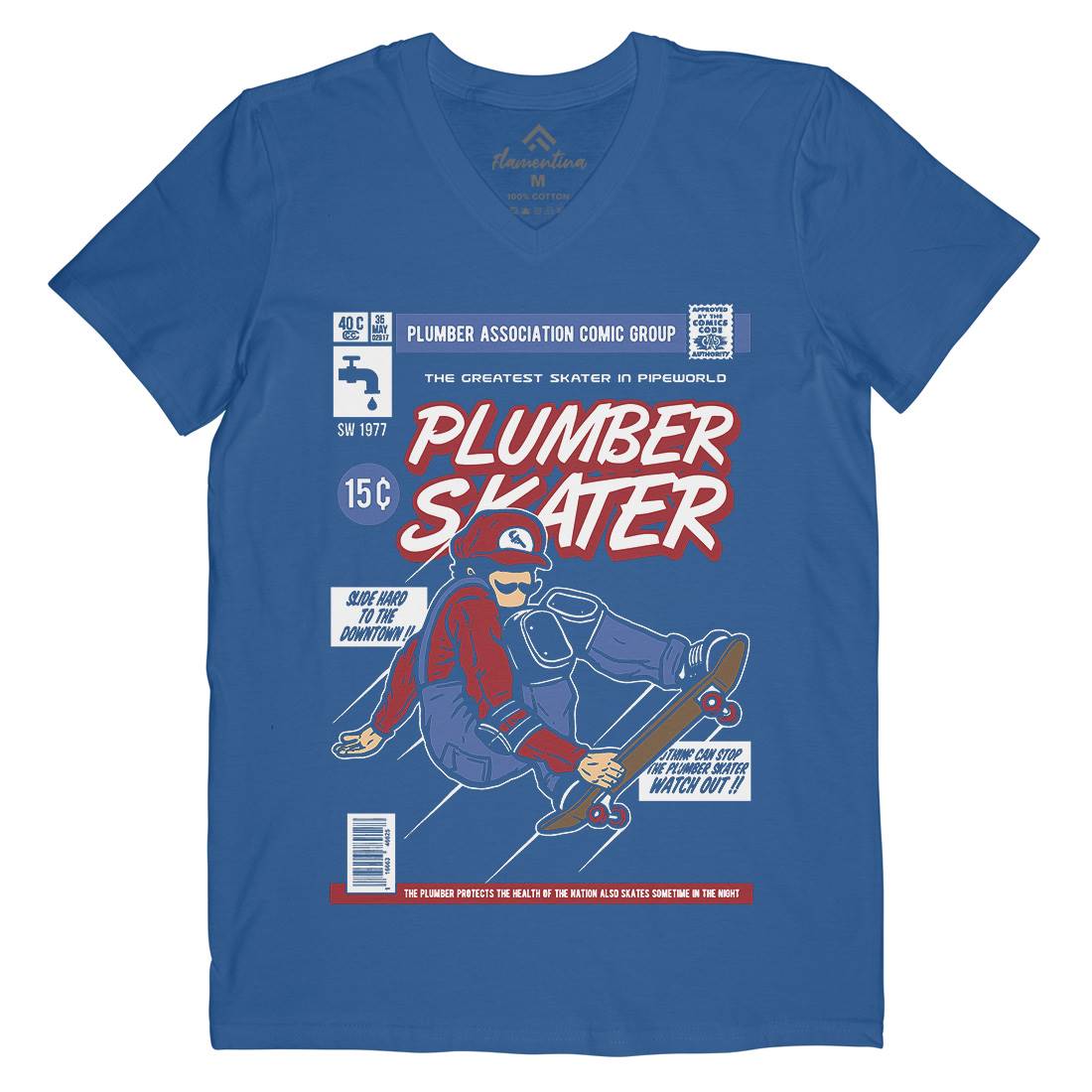 Plumber Skater Mens V-Neck T-Shirt Skate A562