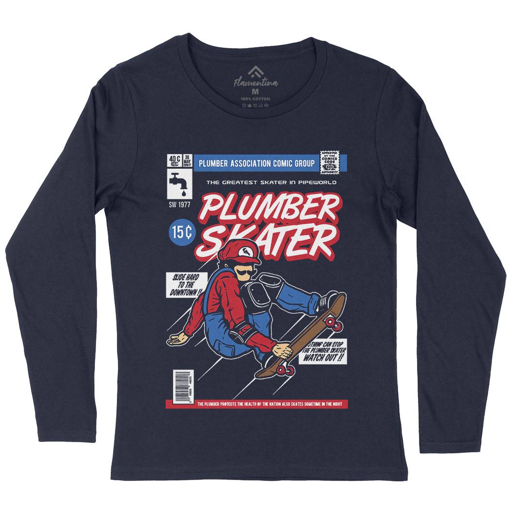 Plumber Skater Womens Long Sleeve T-Shirt Skate A562
