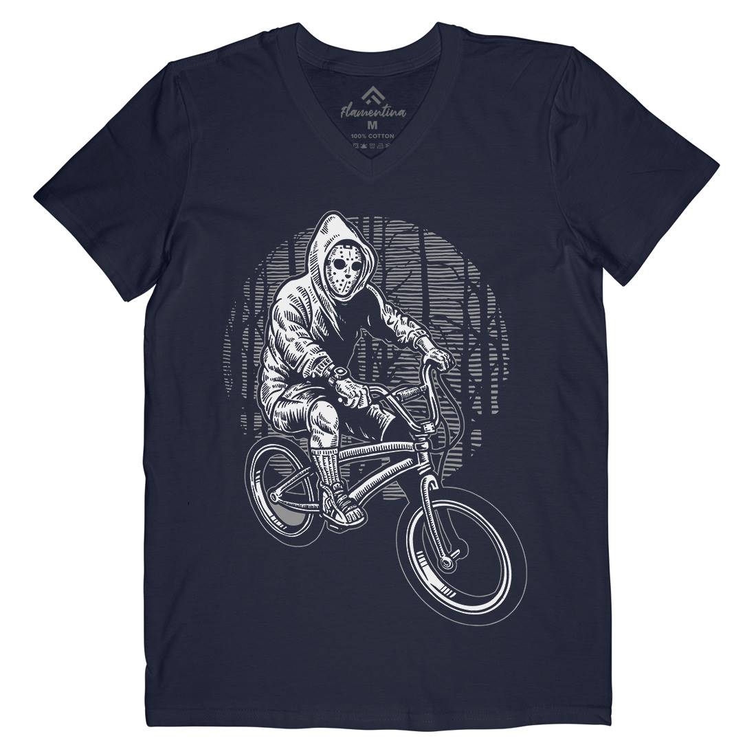 Ride Bike Mens Organic V-Neck T-Shirt Horror A563
