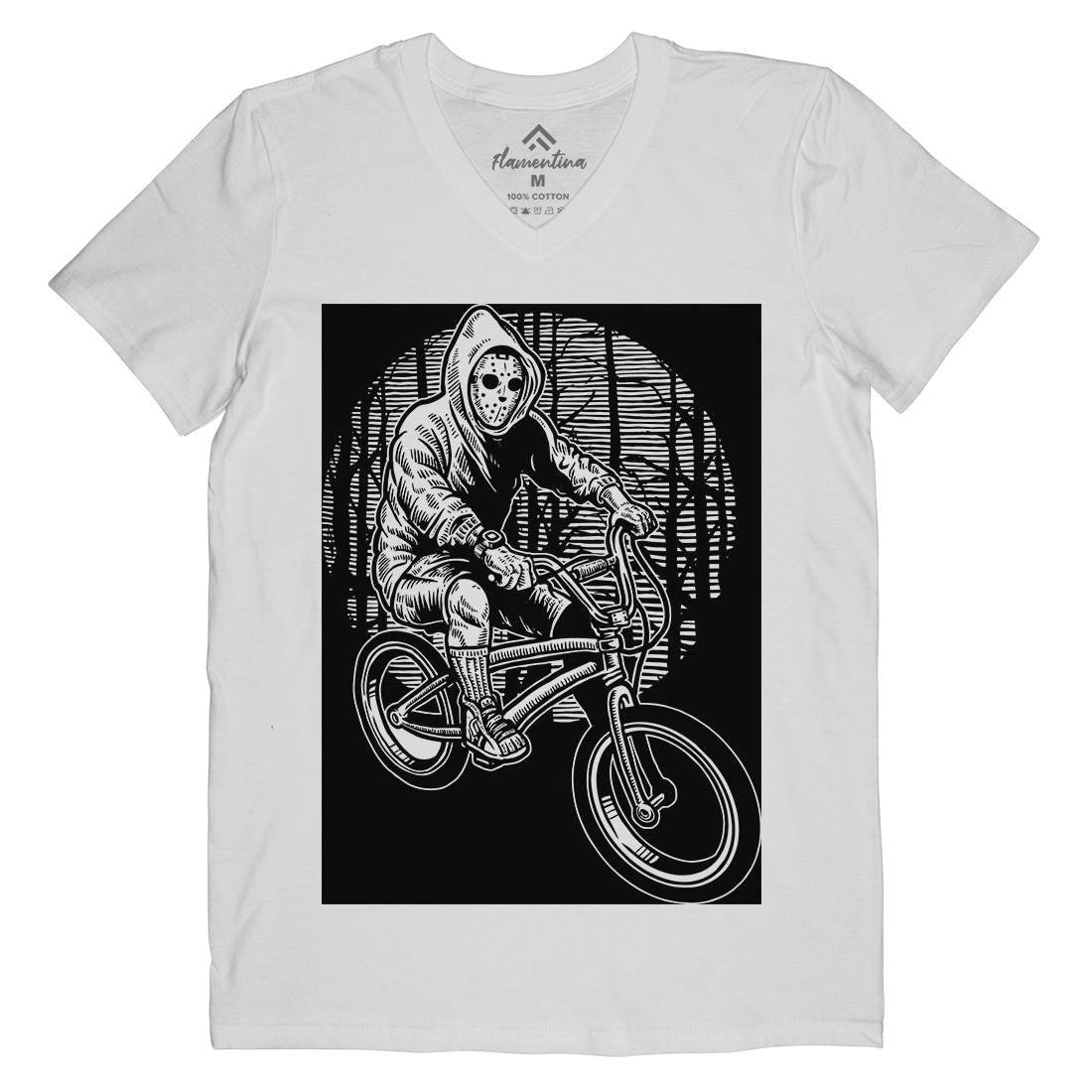 Ride Bike Mens Organic V-Neck T-Shirt Horror A563