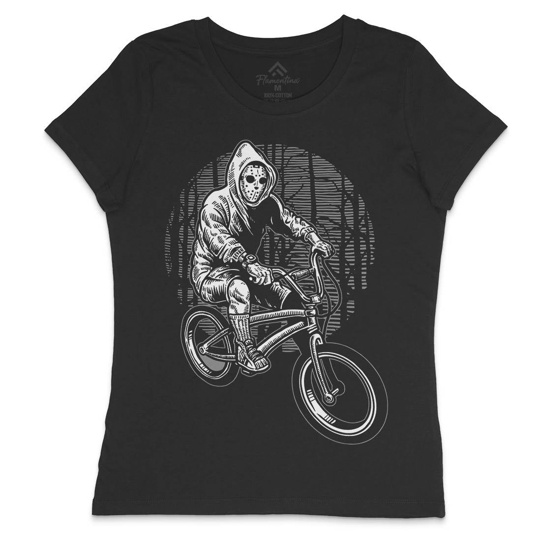 Ride Bike Womens Crew Neck T-Shirt Horror A563