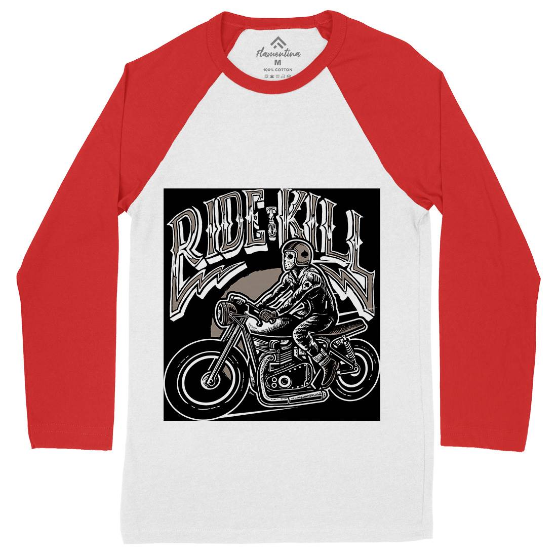 Ride To Kill Mens Long Sleeve Baseball T-Shirt Horror A564