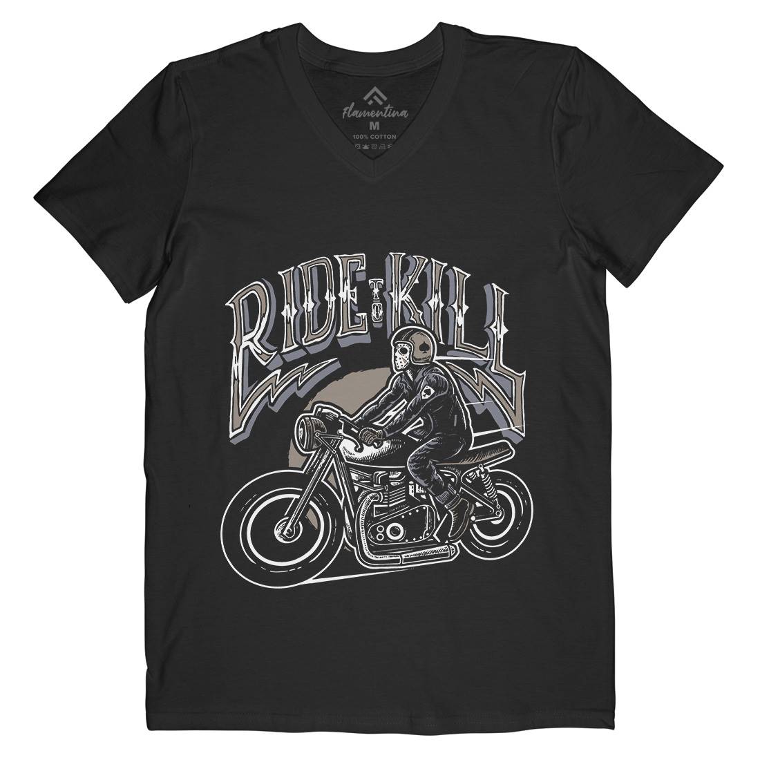 Ride To Kill Mens V-Neck T-Shirt Horror A564