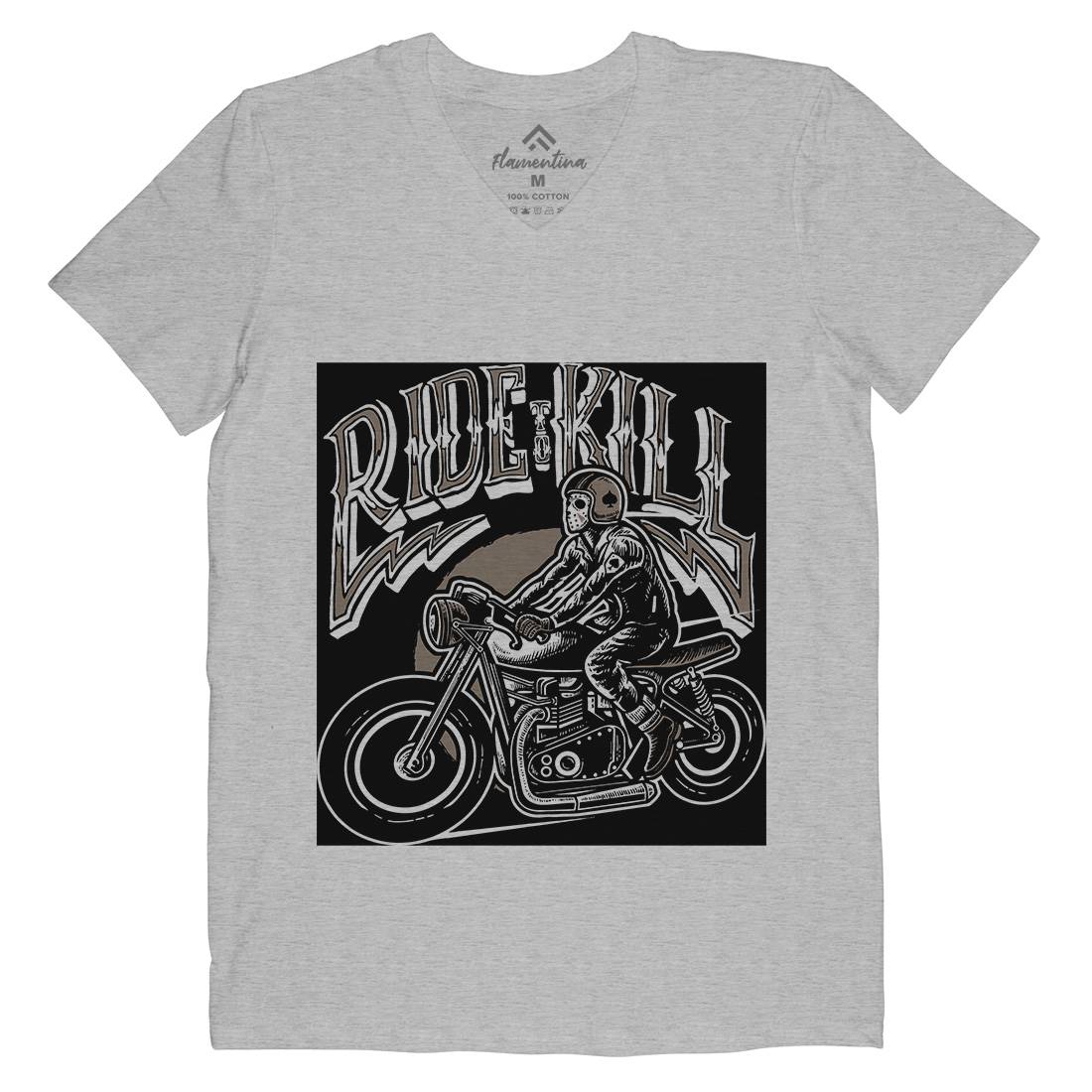 Ride To Kill Mens V-Neck T-Shirt Horror A564