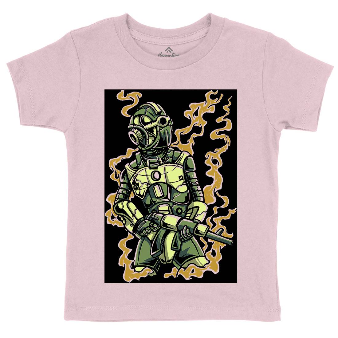 Robot Soldier Kids Crew Neck T-Shirt Space A565