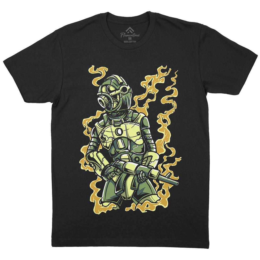 Robot Soldier Mens Organic Crew Neck T-Shirt Space A565