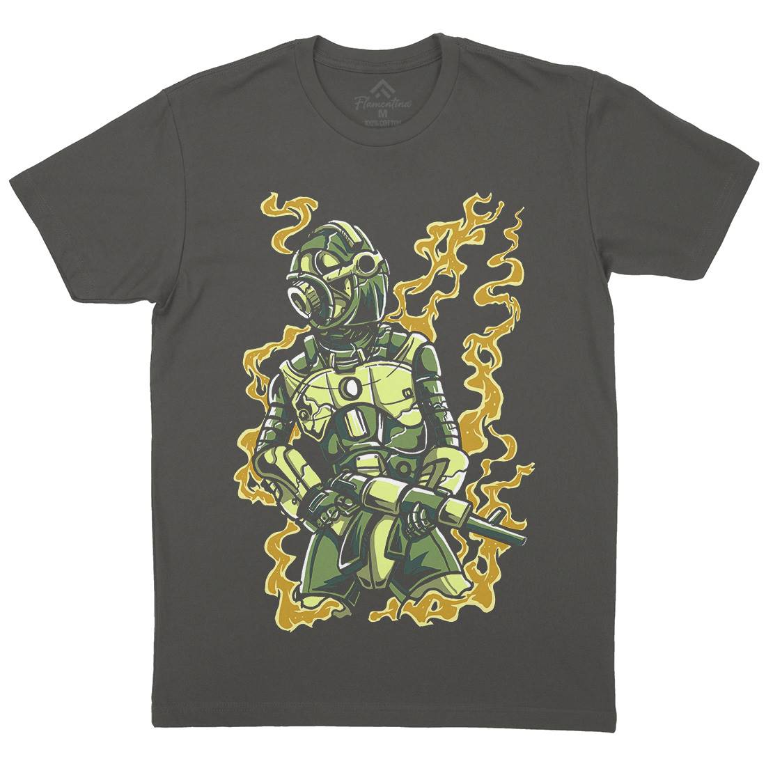 Robot Soldier Mens Organic Crew Neck T-Shirt Space A565