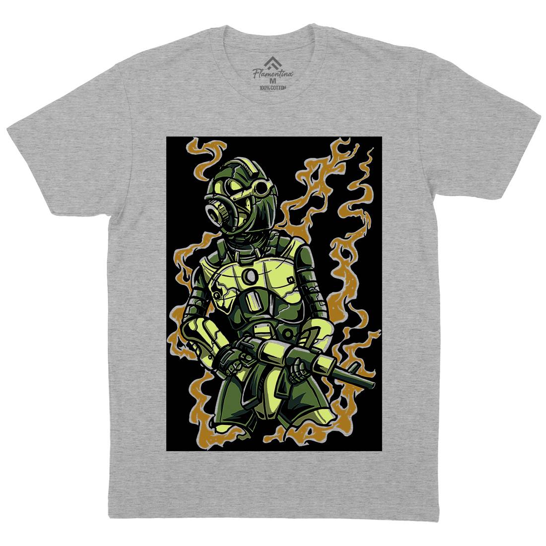 Robot Soldier Mens Crew Neck T-Shirt Space A565