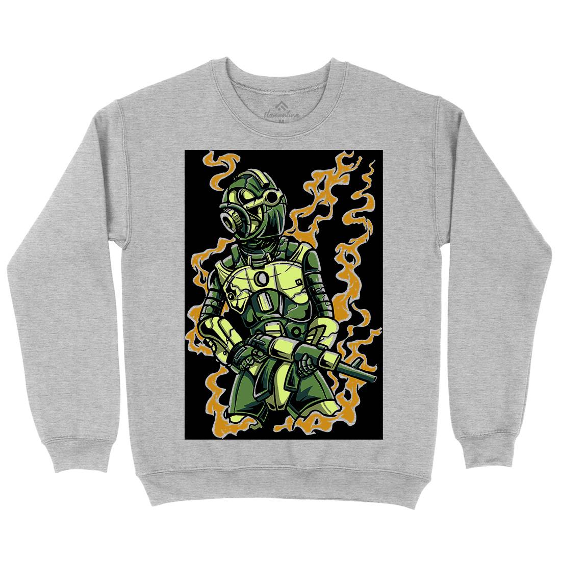 Robot Soldier Mens Crew Neck Sweatshirt Space A565