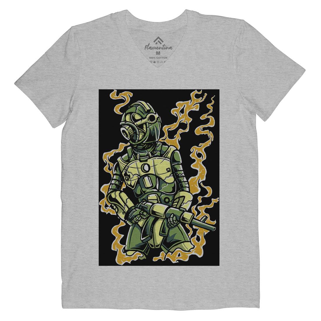 Robot Soldier Mens V-Neck T-Shirt Space A565