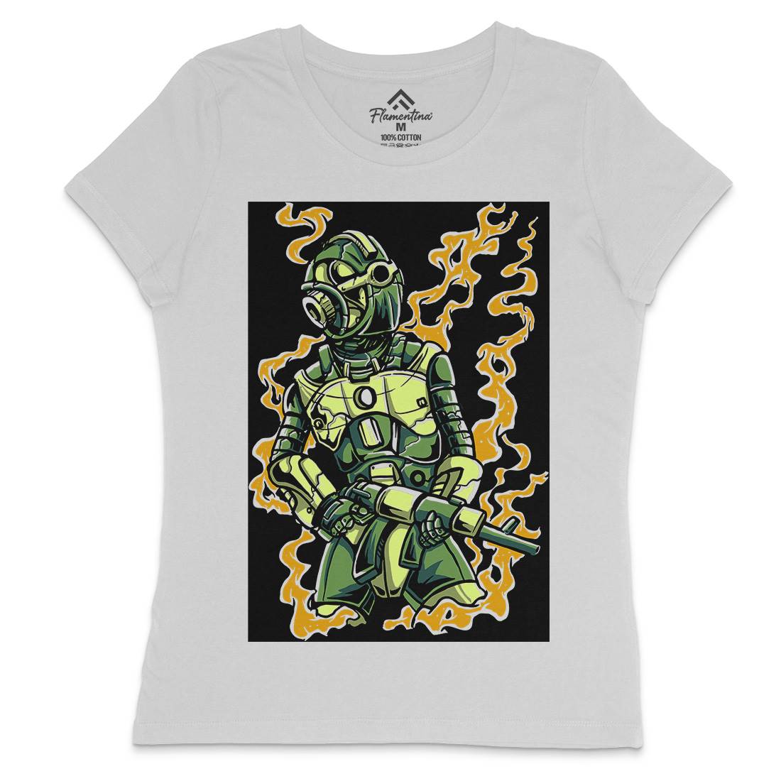 Robot Soldier Womens Crew Neck T-Shirt Space A565