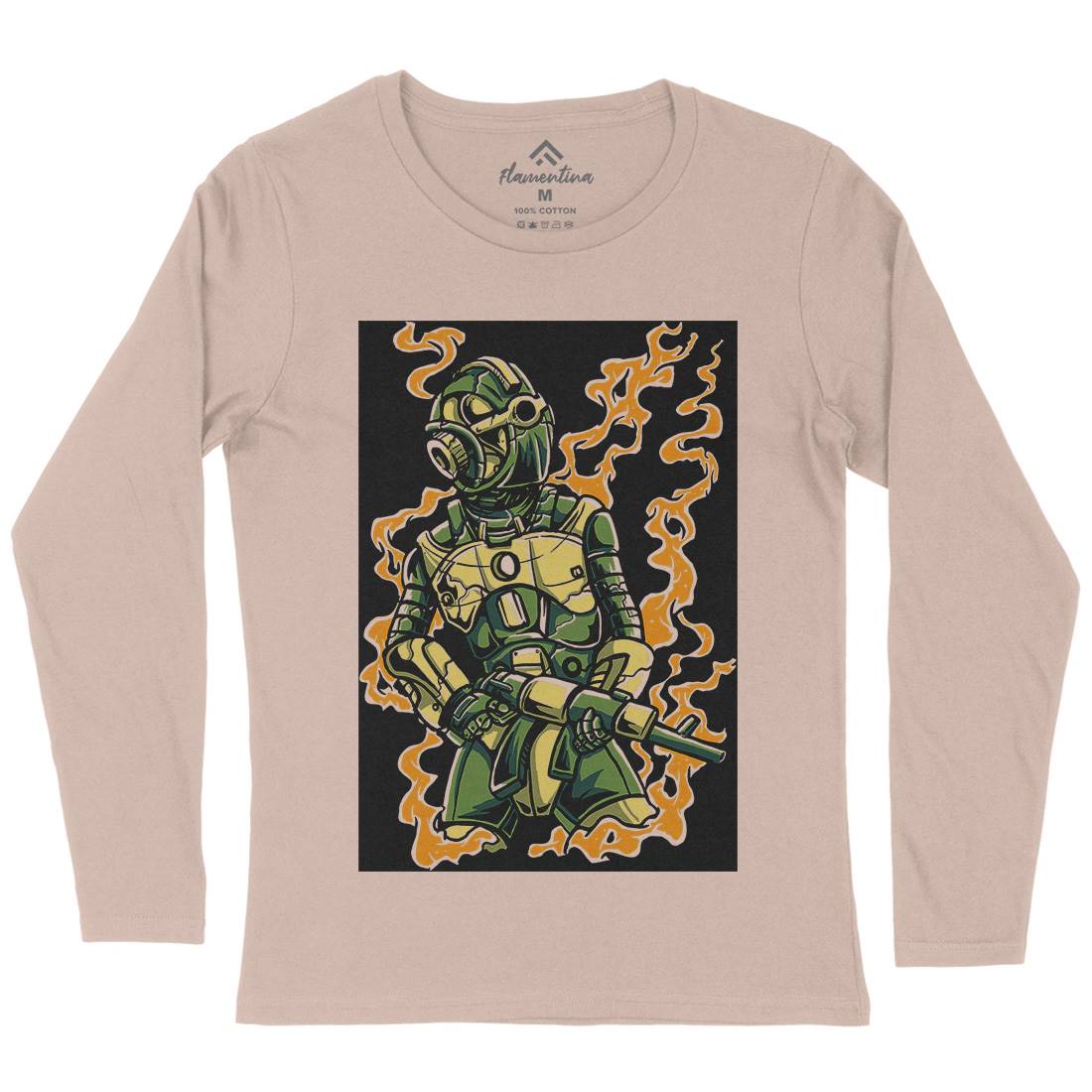 Robot Soldier Womens Long Sleeve T-Shirt Space A565