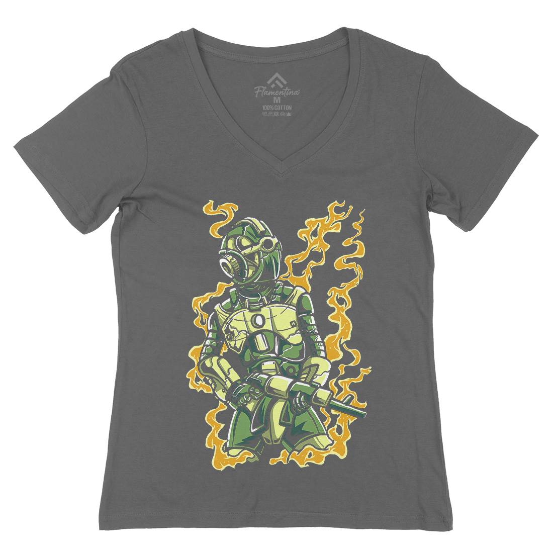 Robot Soldier Womens Organic V-Neck T-Shirt Space A565