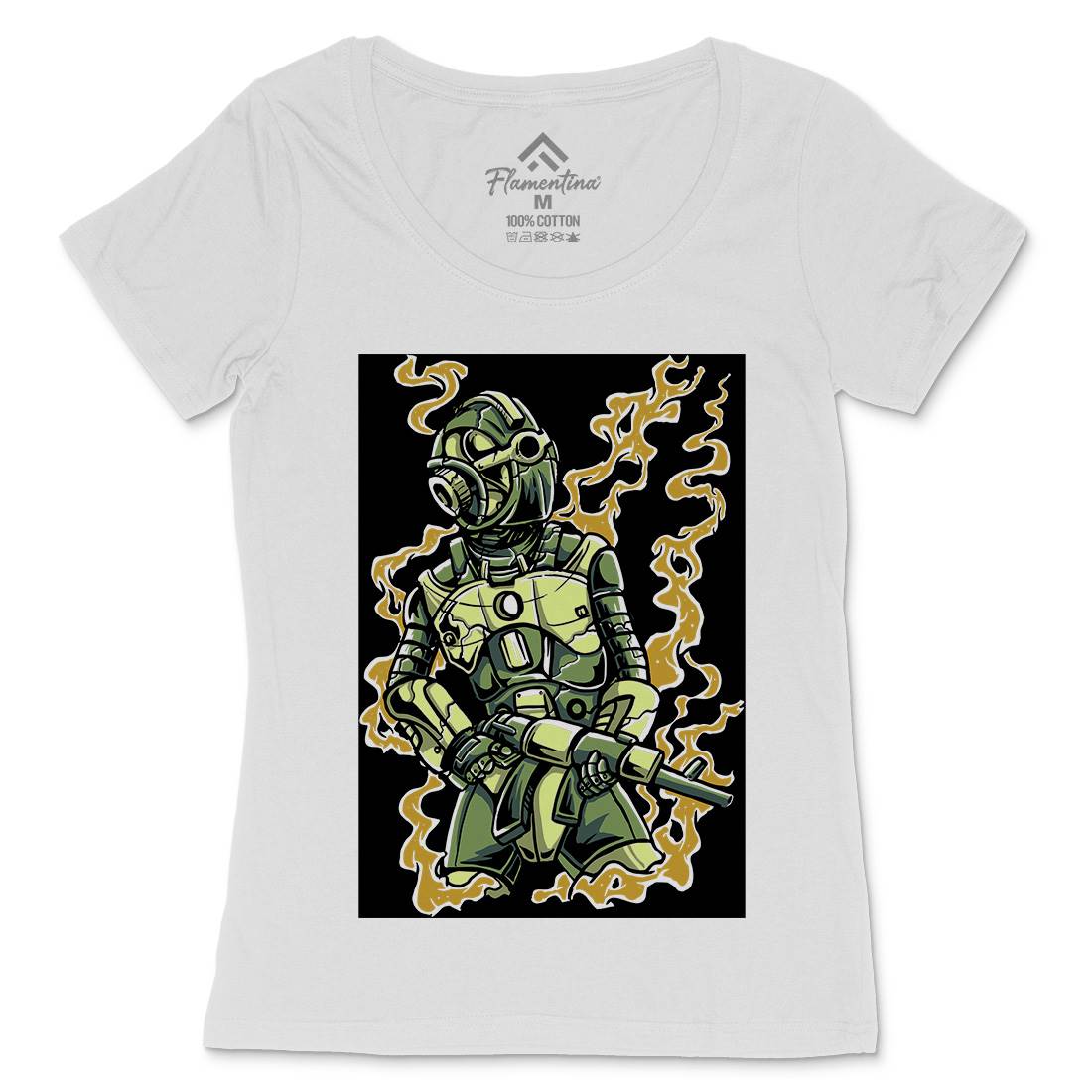 Robot Soldier Womens Scoop Neck T-Shirt Space A565