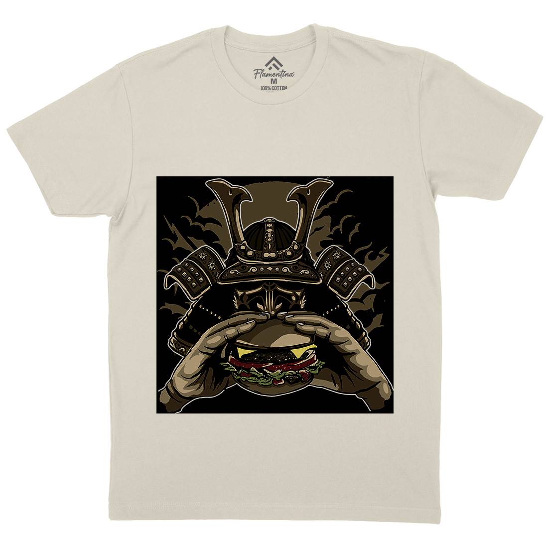 Samurai Burger Mens Organic Crew Neck T-Shirt Food A566