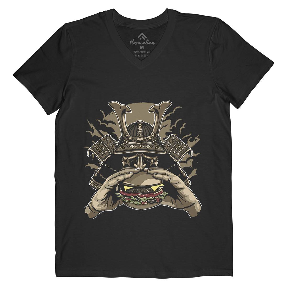 Samurai Burger Mens V-Neck T-Shirt Food A566