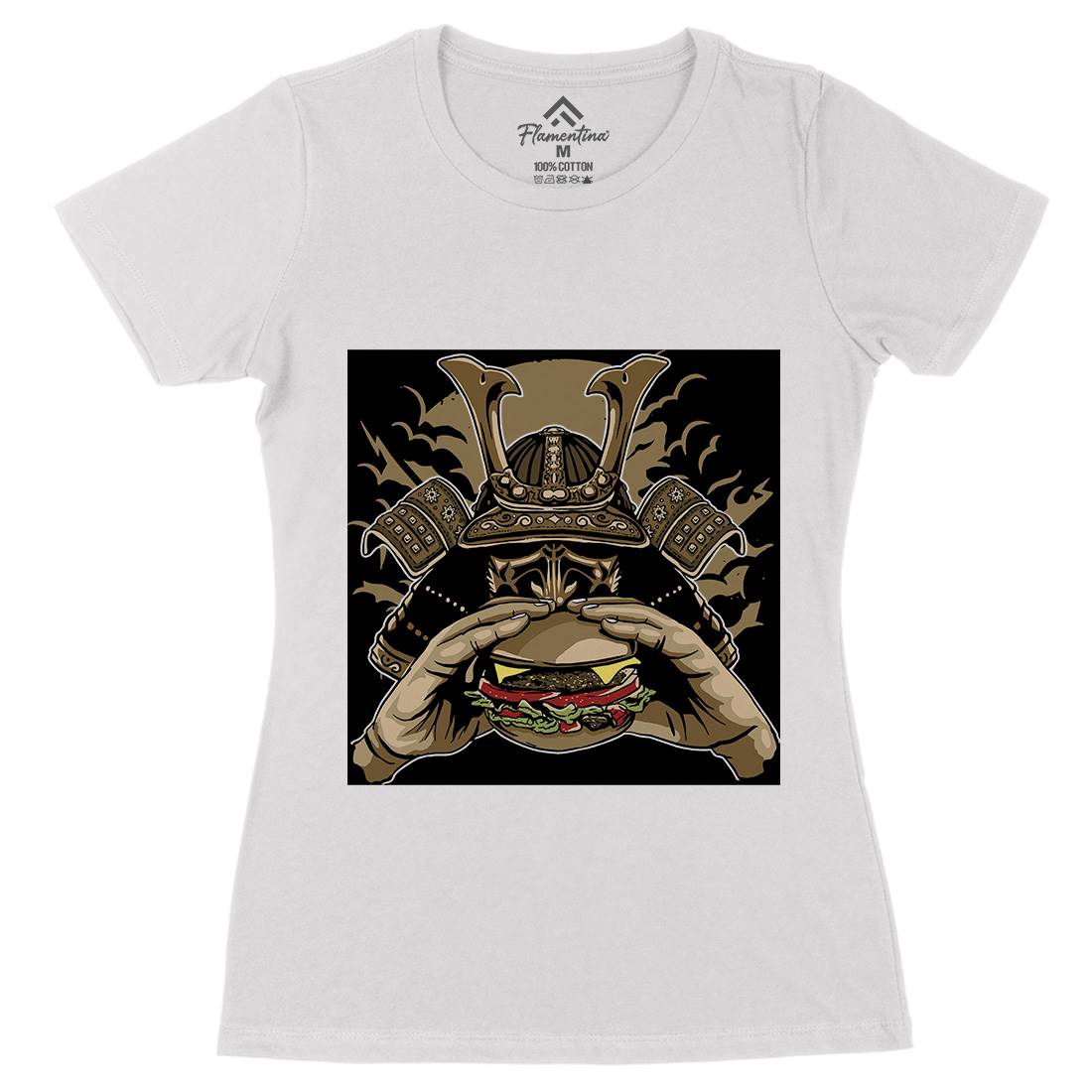 Samurai Burger Womens Organic Crew Neck T-Shirt Food A566