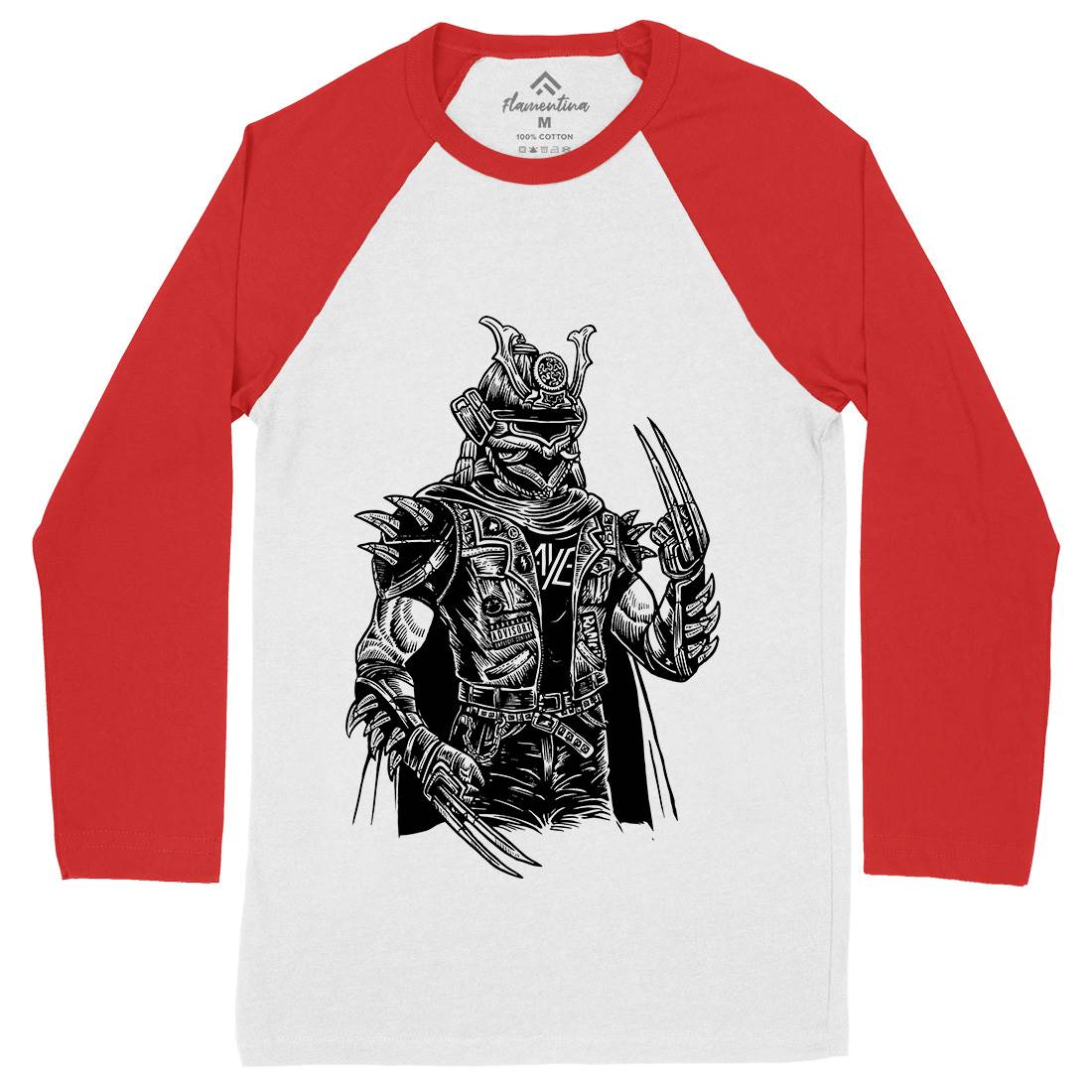 Samurai Punk Mens Long Sleeve Baseball T-Shirt Warriors A567
