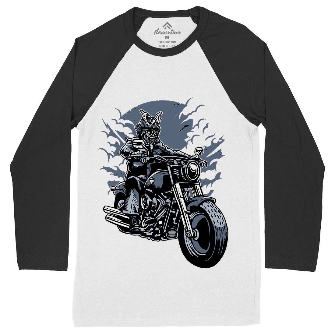 Samurai Ride Mens Long Sleeve Baseball T-Shirt Warriors A568