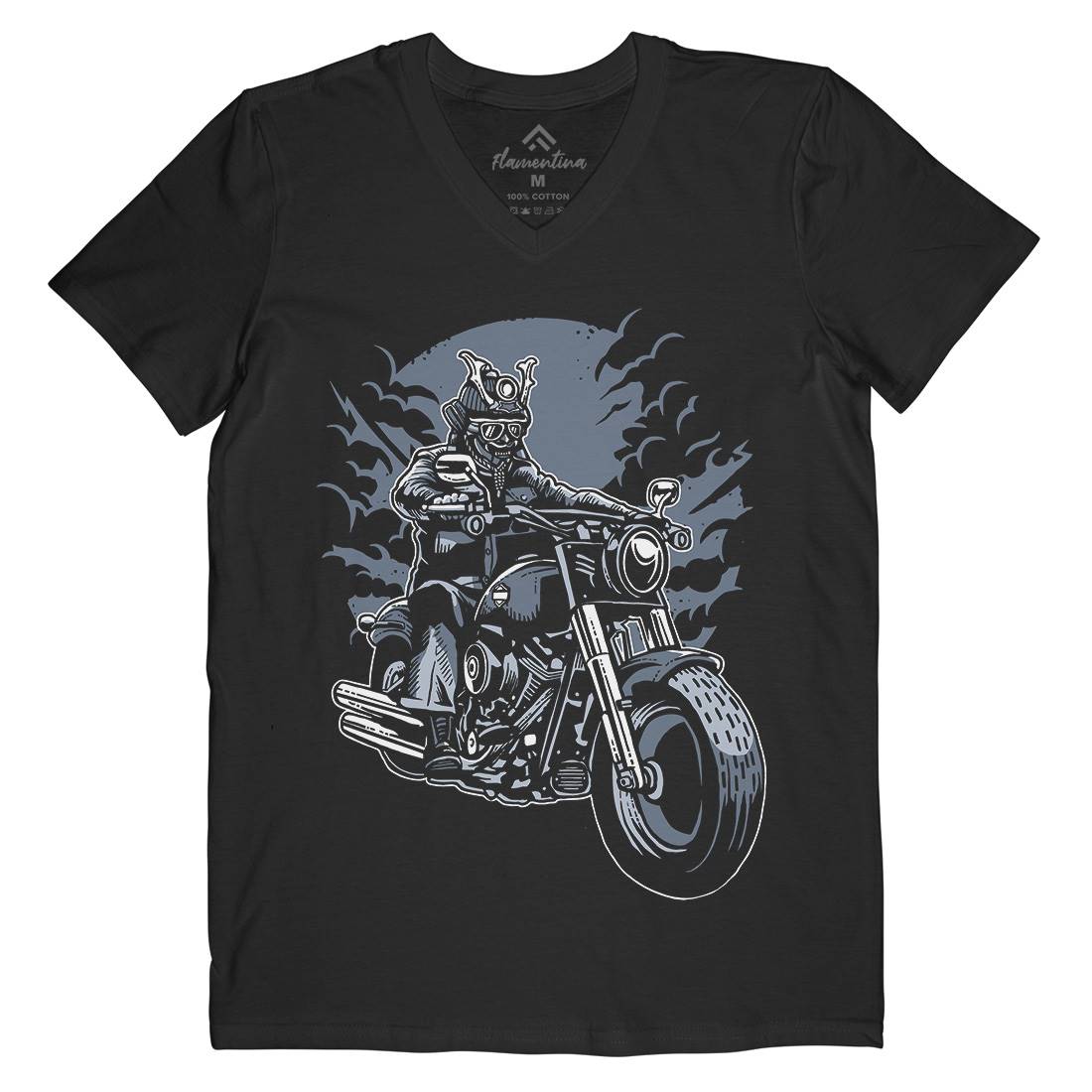 Samurai Ride Mens Organic V-Neck T-Shirt Warriors A568