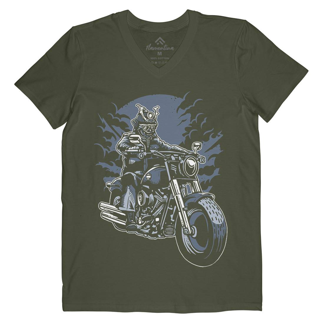 Samurai Ride Mens Organic V-Neck T-Shirt Warriors A568