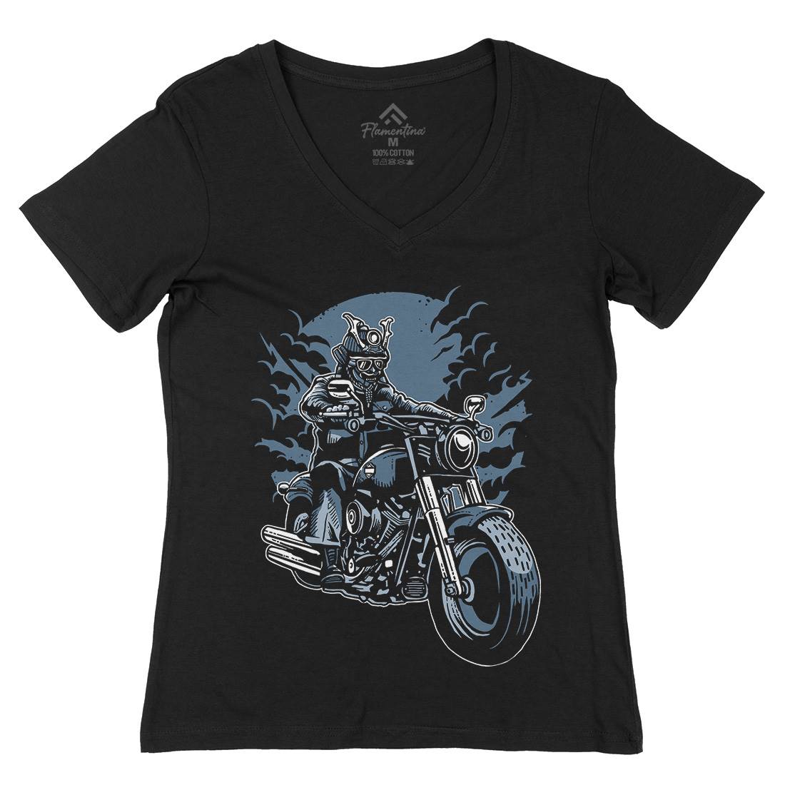 Samurai Ride Womens Organic V-Neck T-Shirt Warriors A568
