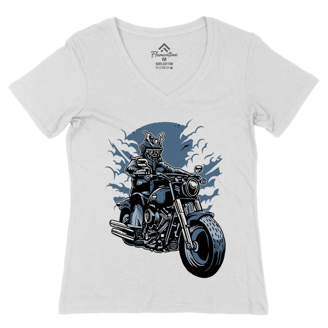 Samurai Ride Womens Organic V-Neck T-Shirt Warriors A568