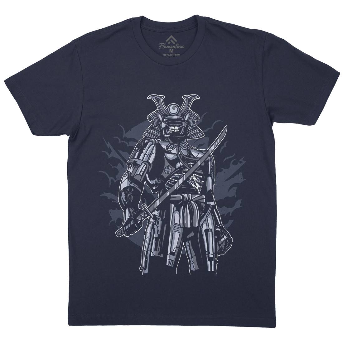 Samurai Robot Mens Crew Neck T-Shirt Warriors A569
