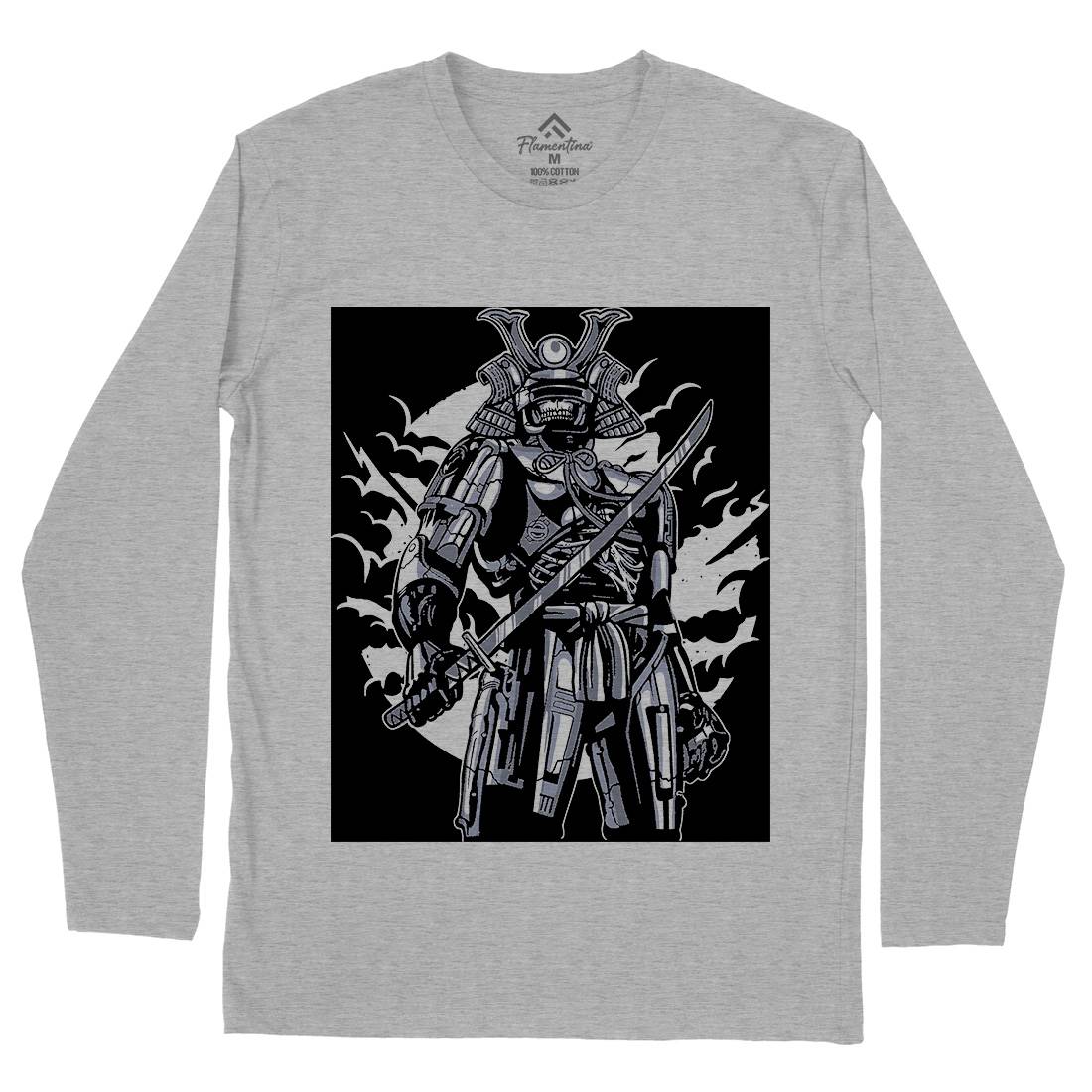 Samurai Robot Mens Long Sleeve T-Shirt Warriors A569