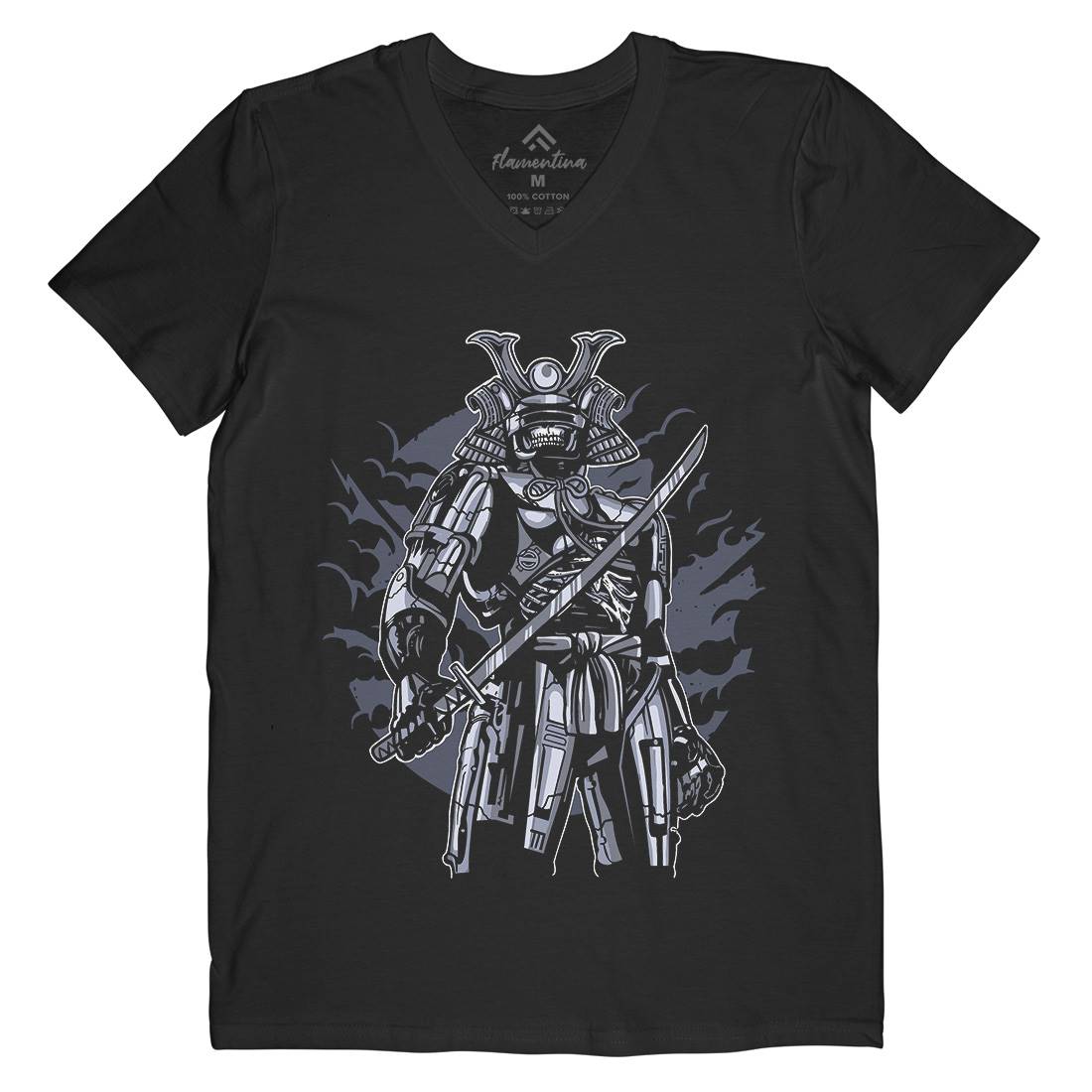 Samurai Robot Mens V-Neck T-Shirt Warriors A569