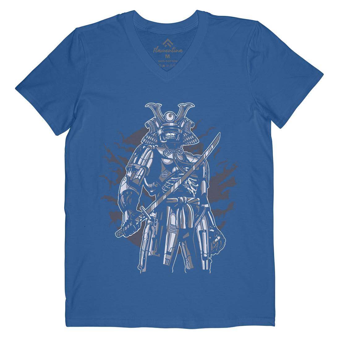 Samurai Robot Mens V-Neck T-Shirt Warriors A569