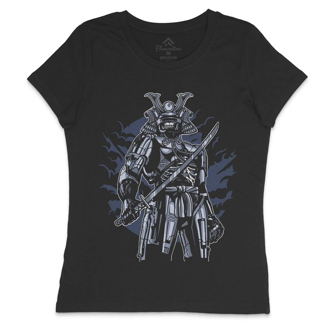 Samurai Robot Womens Crew Neck T-Shirt Warriors A569