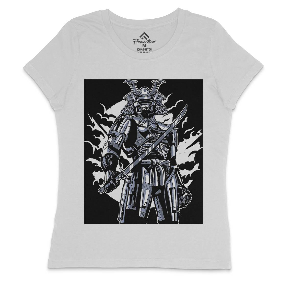 Samurai Robot Womens Crew Neck T-Shirt Warriors A569
